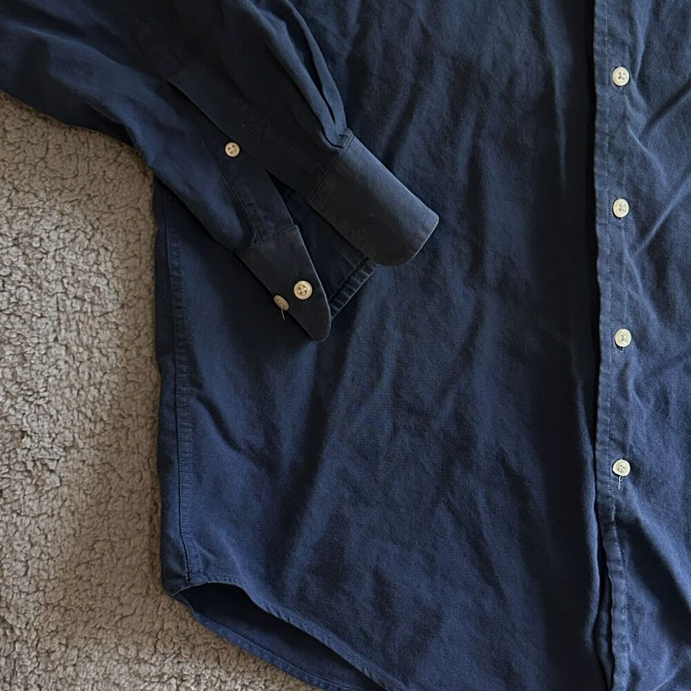 Nautica Mens Size 16 34/35 Button Down Shirt Vintage Oxford Blue Preppy - Picture 6 of 16